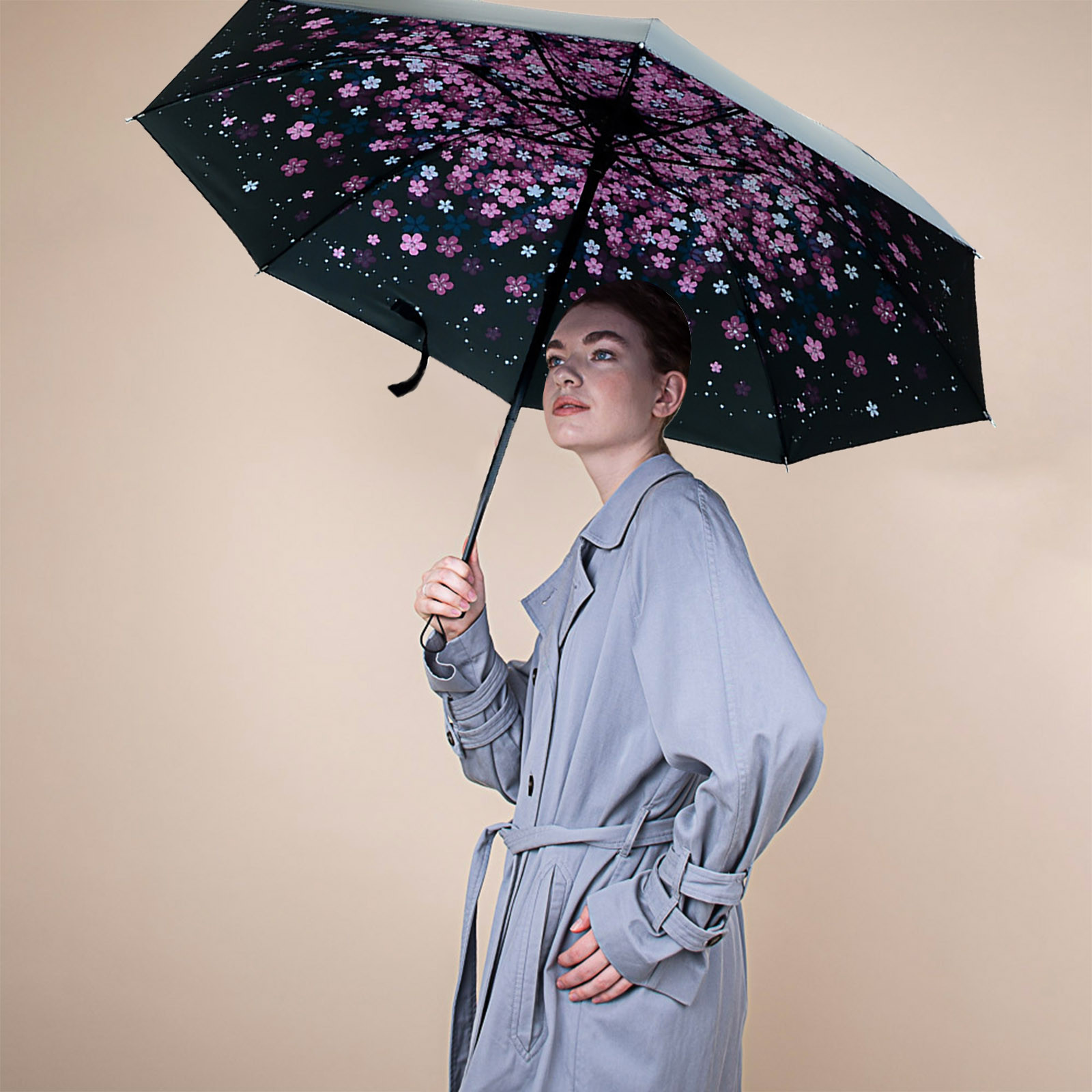 LHWEN Windproof Folding Umbrella Double Layer Sunshade with Vinyl Coating Compact Travel Umbrella for Men and Women Perfect for Rain or Sun