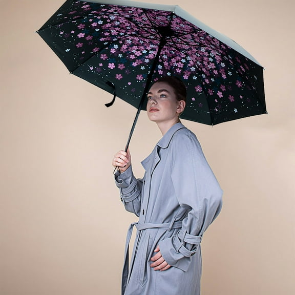 LHWEN Windproof Folding Umbrella Double Layer Sunshade with Vinyl Coating Compact Travel Umbrella for Men and Women Perfect for Rain or Sun