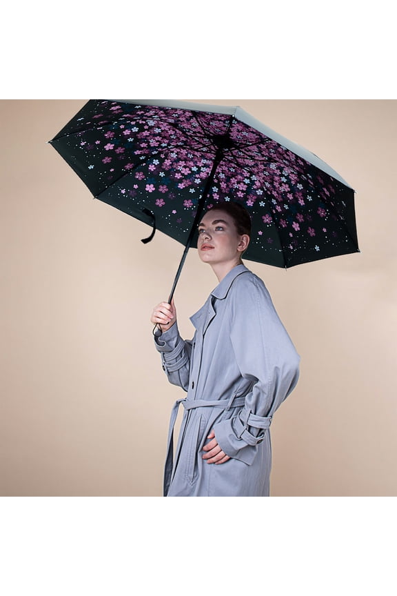 Windproof Folding Umbrella Double Layer Sunshade with Vinyl Coating Compact Travel Umbrella for Men and Women Perfect for Rain or Sun