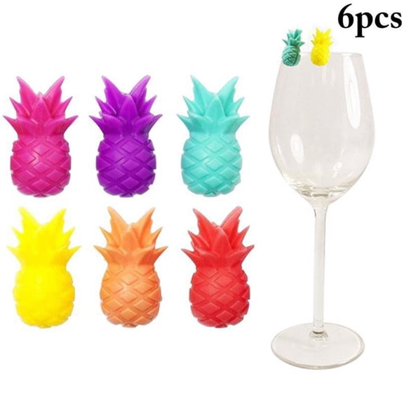 LHWEN Wine Glass Charms Drink Markers Cute Pineapple Glass Identifiers Silicone Drink Markers for Glasses Beer Mugs Easy Identification Fun Accessories for Parties Weddings Thanksgiving Christmas