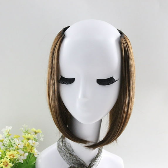 LHWEN Woman Clip In Extensions Straight Hair Wig 1Pc 28cm for Thinning Hair Blends High Temperature Silk Making Fine Hair Thicker Easy to Trim Comfortable Wear