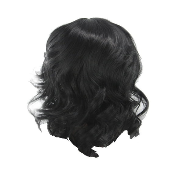 LHWEN Women's Black Brazilian Short Wavy Curly Parting Heat Resistants Fiber Wig Beauty Salon Straight Hair Fun Lace Wavy Curls Braided Hair Synthetic Hair bohon Perfect for Party Everyday