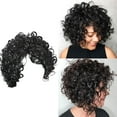 thumbnail image 1 of LHWEN Women's Black Small Curly Wavy Wig High Temperature Fiber Glueless Lace Front Natural Look Adjustable Straps Comfortable Wear African Human Hair for Parties Daily Use Fashionable Feminine Design, 1 of 8