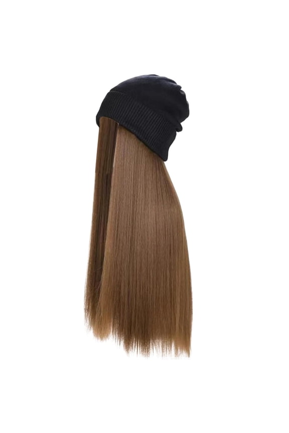 Women’s Winter Beanie Hat Wig Knit with Long Straight or Wavy Curly Hair Warm and Fashionable Synthetic Fiber for Party Daily Wear Weddings Soft and Natural-Looking Comfortable Fit Easy to Wear
