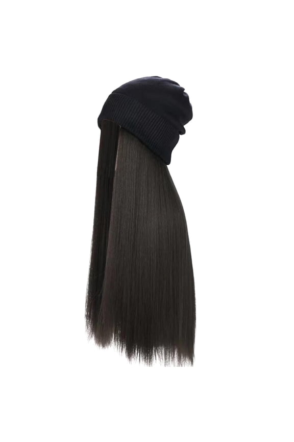 Women’s Winter Beanie Hat Wig with Long Straight/Wavy Curly Hair Soft Synthetic Fiber Warm Knit Cap Natural Look Comfortable for Daily Wear Parties Weddings Sports and More Easy to Wea