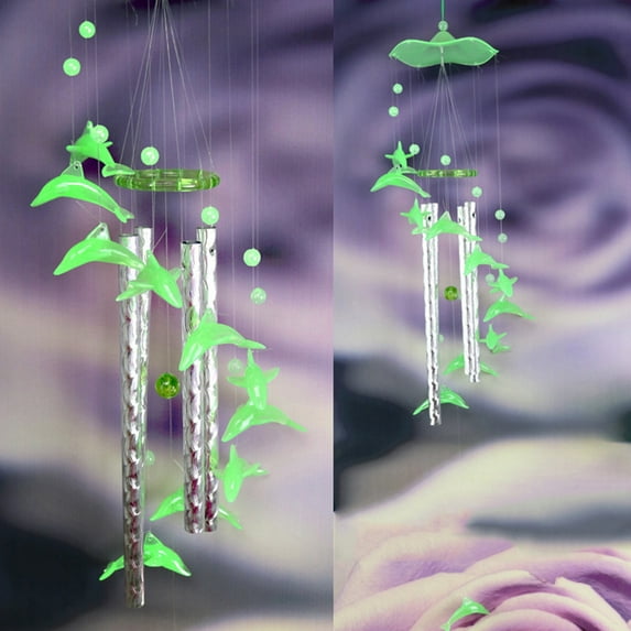 LHWENAcrylic Dolphin Luminous Wind Chime Outdoor Indoor Garden Yard Home Decoration Hanging Ornament Gifts for Friends Holidays Party Housewarming Beach Themed Decor Relaxing Material Elegant Design