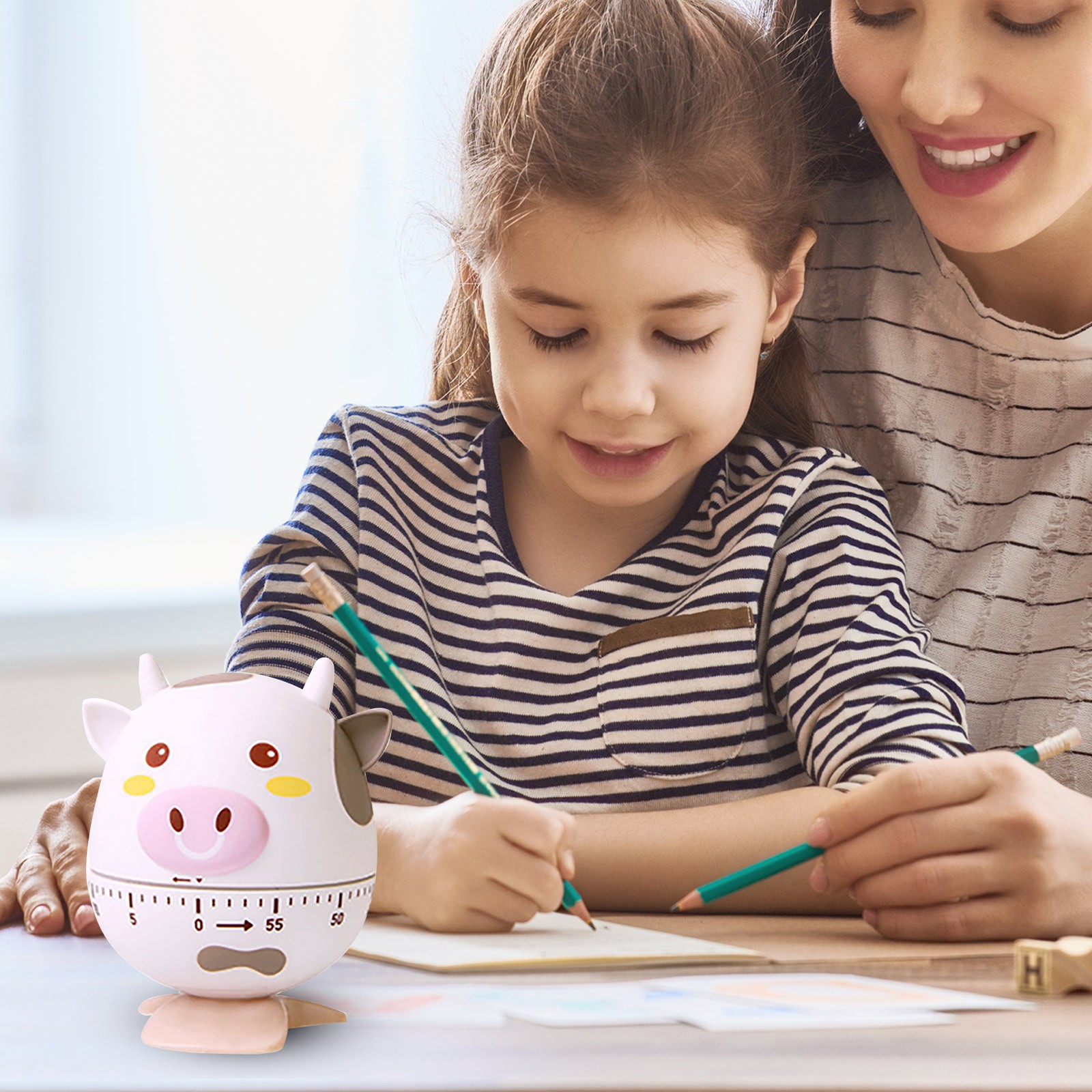 LHWGJQY Cute Cow Shape Cooking Alarm Soft Plastic Reminder Dial Clock