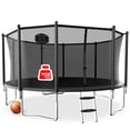 thumbnail image 1 of LHX 12FT 14FT 16FT Trampoline with Enclosure Net, Outdoor Trampolines for Kids Adults, Backyard Recreational Trampoline with Basketball Hoop, Ladder, Stake, Heavy Duty, 1400 LBS Weight Loading, Round, 1 of 9