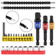 LHX 26Pcs Flexible Drill Bit Extension Kit Quick Release Soft Shaft
