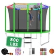 thumbnail image 1 of LHX 8FT 14FT 16FT Trampoline with Enclosure Net, Outdoor Trampolines for Kids Adults, Backyard Trampoline with Basketball Hoop, Ladder, Stakes, Lights, Sprinklers, Socks, Heavy Duty, 800 LBS Loading, 1 of 9