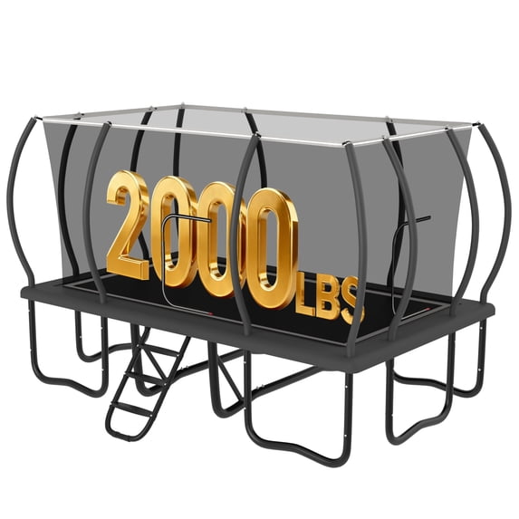 LHX Rectangle Trampoline for Kids and Adults, 10 x17ft Outdoor Rectangular Trampoline with Enclosure Net, Ladder, 2000lbs Weight Capacity, No Gap Safety Net, Heavy-Duty Large Backyard Trampolines