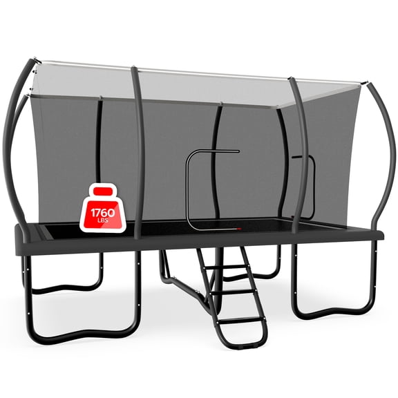 LHX Rectangle Trampoline for Kids and Adults, Heavy-Duty Outdoor Rectangular Trampoline with Enclosure Net, Ladder, 1760lbs Weight Capacity, No Gap Safety Net, 8 x14ft Large Backyard Trampolines