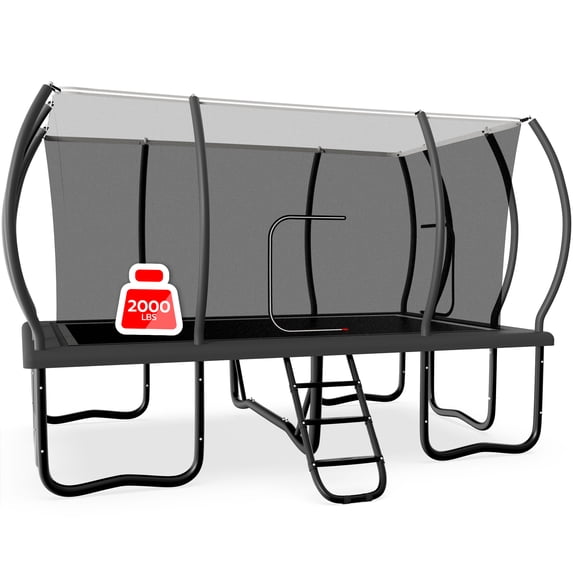 LHX Rectangle Trampoline for Kids and Adults, 9 x15ft Outdoor Rectangular Trampoline with Enclosure Net, Ladder, 2000lbs Weight Capacity, No Gap Safety Net, Heavy-Duty Large Backyard Trampolines