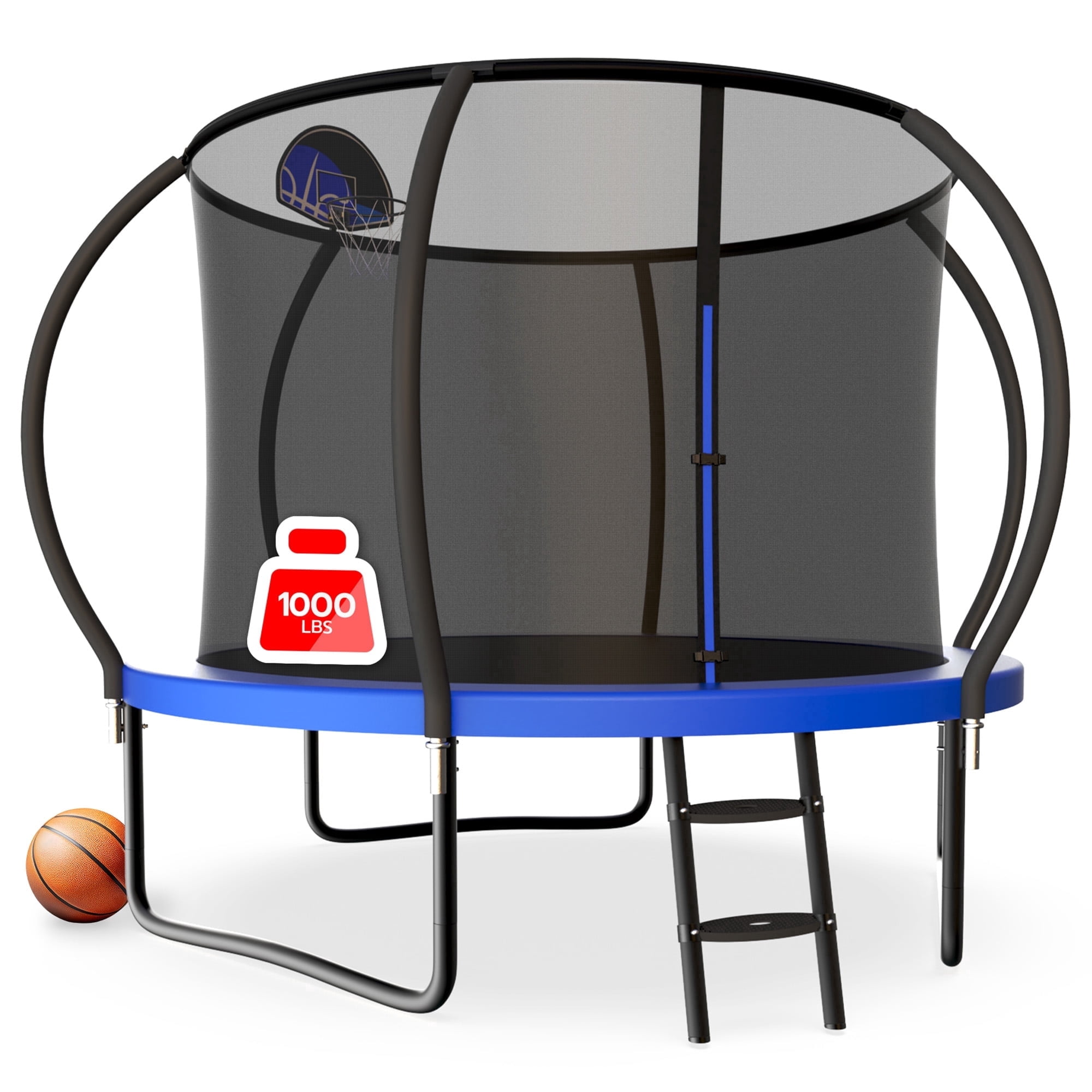 LHX Trampoline 16FT 14FT 10FT Outdoor Trampolines for Kids and Adults with Enclosure Net, Basketball Hoop, 1000LBS Loading Backyard Pumpkin Trampolines, Heavy Duty Galvanized Trampolines