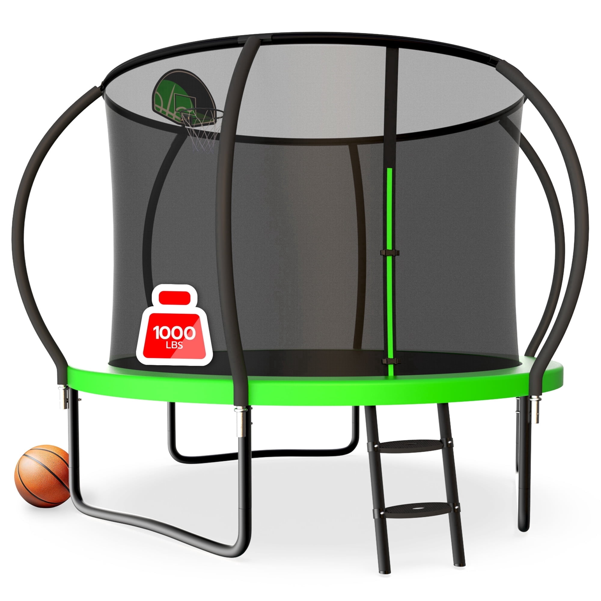 LHX Trampoline 16FT 14FT 10FT Outdoor Trampolines for Kids and Adults with Enclosure Net, Basketball Hoop, 1000LBS Loading Backyard Pumpkin Trampolines, Heavy Duty Galvanized Trampolines