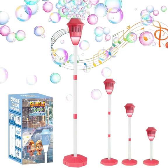 LHYXU 47in Bubble Torch Garden Lamp, Automatic Bubble Maker Stand Machine Rechargeable, with Night Light and Music, for Wedding Birthday Picnic Camping Party(A-Red)