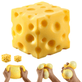 thumbnail image 1 of LHYXU Cheese Squishy Cube Block, Squishy Fidget Toys for Adults & Teens, Easter Basket Stuffers, Stocking Stuffers, Sensory Stress Ball Squeeze Toys for Stress Relief(Yellow/4In), 1 of 7