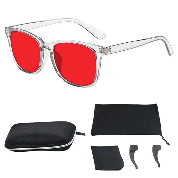 LHYXU New Professional Sleep Glasses with 99.9% Blue Light Blocking Dual AR Coatings Red Lens, Computer Gaming Glasses for Men Women, Anti Fatigue & Eye Strain(B)