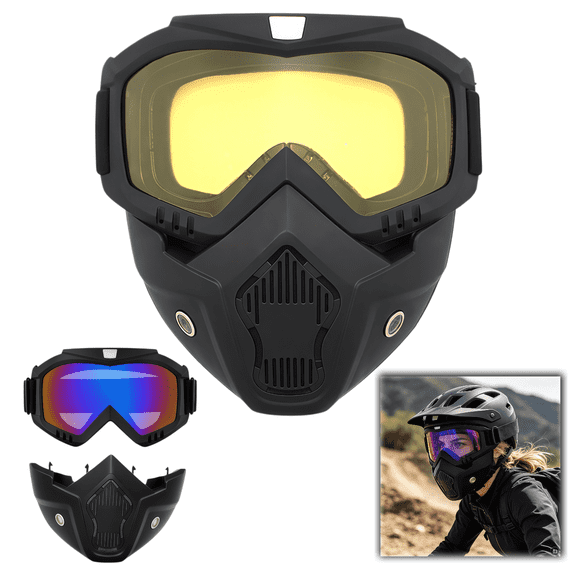 LHYXU Paintball Mask Anti Fog Tactical Full Face Mask Ski Mask Goggles Detachable Adjustable Motorcycle Riding Face Protection(Yellow)