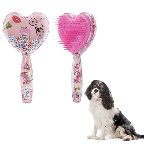 LHYXU Small Dog Brush, Soft Dog Grooming Comb for Shih Tzus, Yorkies, Maltipoos, Maltese, Love Shape Puppy Massaging Pet Hair Brush, Cat Brush, for Small Dogs Cats of All Hair Types (Pink)