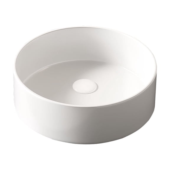 LHYY 14''Bathroom Sink,Round Vessel Ceramic Basin without Faucet,NO Cabinet,White