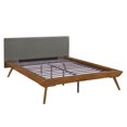 LHYY 1pc Queen Platform Bed Upholstered Headboard Dark Gray Chestnut ...