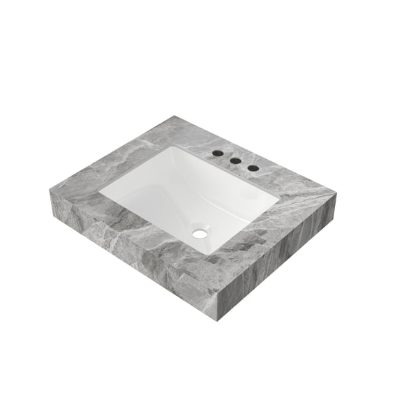 LHYY 24" Light Gray Sintered Stone Countertop and Undermount Ceramic Basin with Three Standard Pre-drilled Faucet Holes,NO Cabinet,NO Faucet and Sink Cover