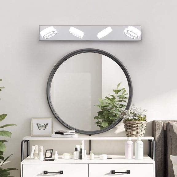 LHYY 29" Modern 4-Light LED Vanity Light,Sleek Chrome Bathroom Wall Light Fixture for Mirror,Shower,and Bathroom Decor
