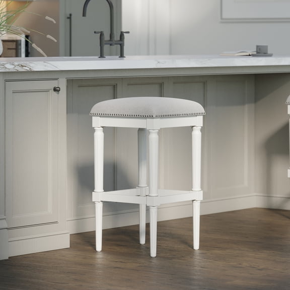 LHYY 31"H Square Bar Stool,White