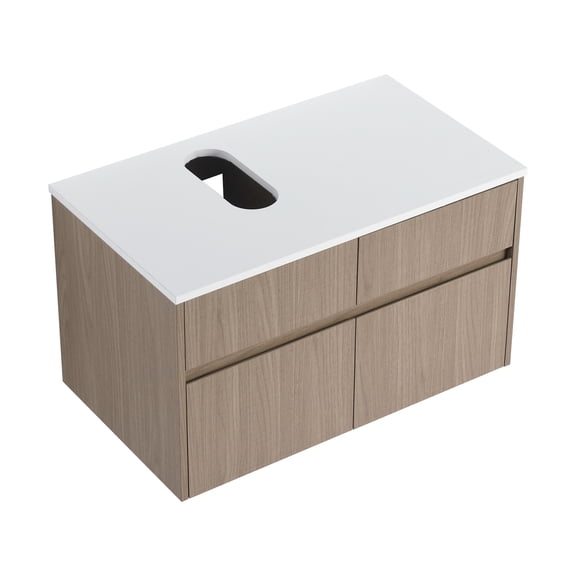LHYY 32 Inch Wall-Mounted Bathroom Vanity,2-Soft Close Doors and 1-Drawer,KD-Packing,Particle Board(Vanity Only,Without Sink)
