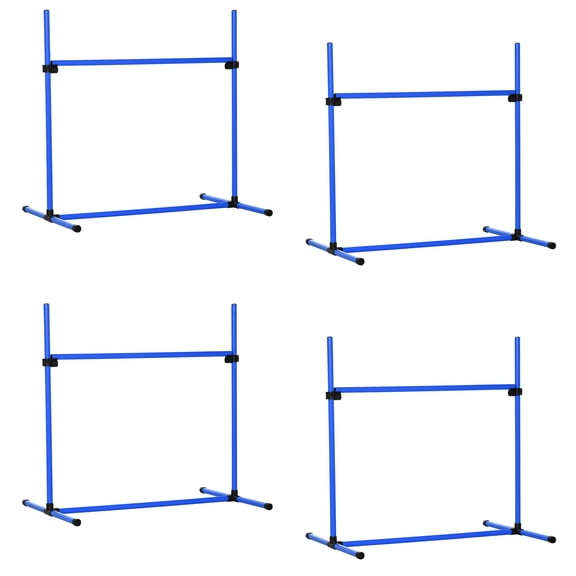 LHYY 4 Piece Dog Agility Training Equipment for Dog Agility Course with Adjustable Height Jump Bars,Included Carry Bag,& Displacing Top Bar,Blue