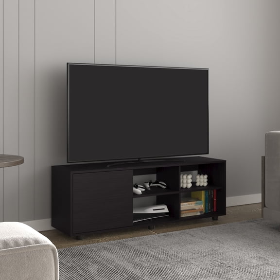 LHYY 51"Wide Tv Stand with One Door Cabinet,Four Open Shelves,Cable Management,Living Room,Tv Room