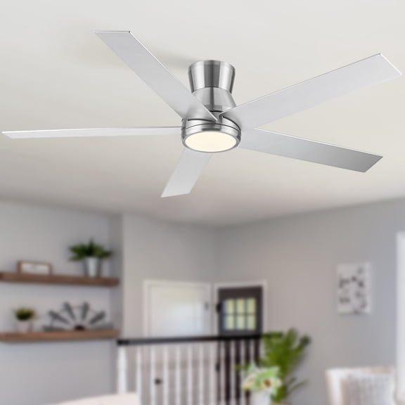 LHYY 52"Brushed Nickel Lowe Profile Ceiling Fan with Light