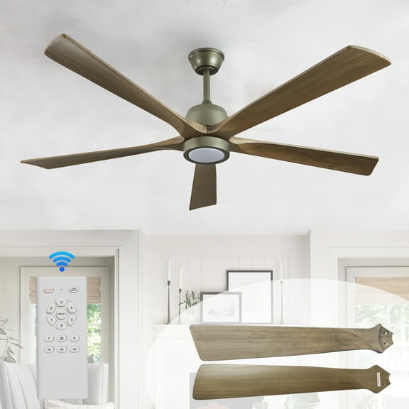 LHYY 60" Modern Wood Ceiling Fan with Light and Remote Control,6-Speed Noiseless Reversible DC Motor,Ceiling Fan for Kitchen Dinning Living Room