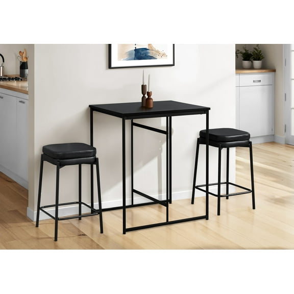 LHYY Dining Table,32"Rectangular,Counter Height,Small,Laminate Top,Kitchen,Black Laminate,Black Metal,Contemporary,Modern