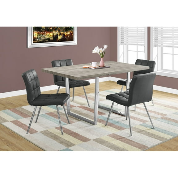 LHYY Dining Table,60"Rectangular,Kitchen,Dining Room,Brown Laminate,Chrome Metal,Contemporary,Modern