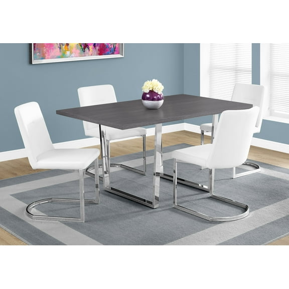 LHYY Dining Table,60"Rectangular,Kitchen,Dining Room,Grey Laminate,Chrome Metal,Contemporary,Modern