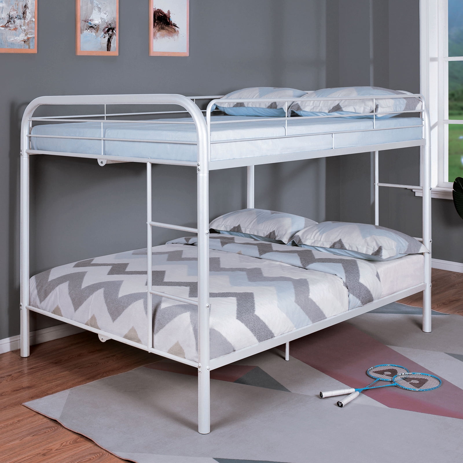 LHYY Full Over Full Metal Bunk Bed Contemporary Style With Angled ...