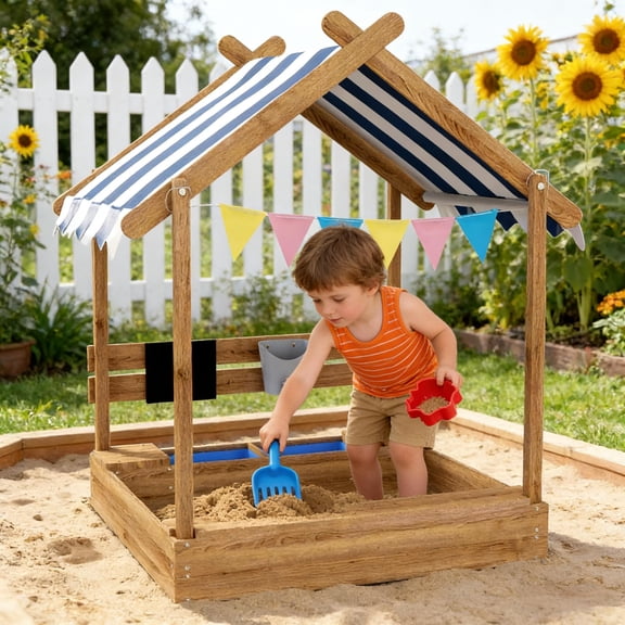 LHYY House Design Wooden Kid Sandbox