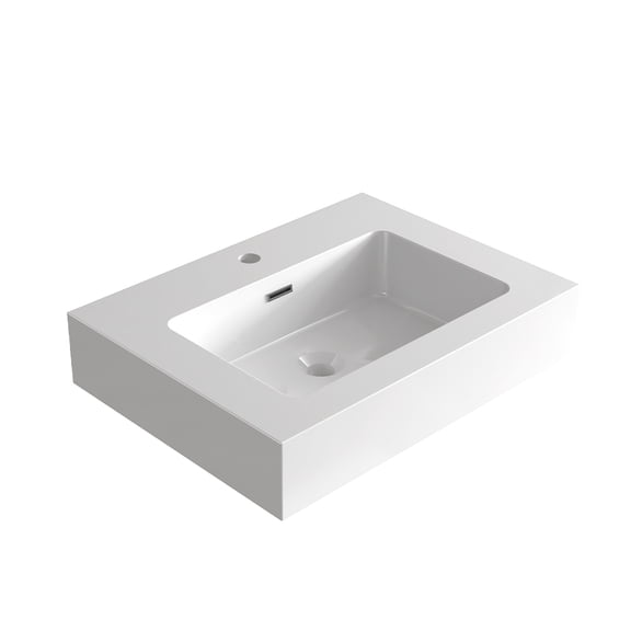 LHYY Integrated solid surface basin WITHOUT drain faucet,glossy white color