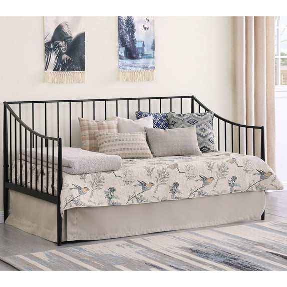 LHYY Matte Black Metal Twin Daybed Bed Frame