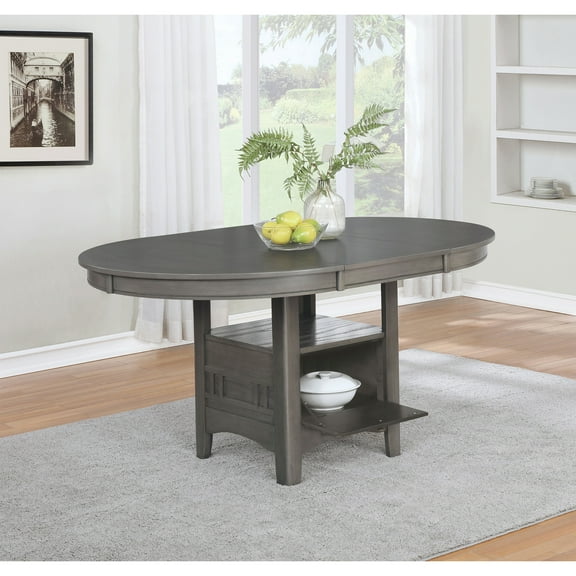 LHYY Oval Medium Grey Extension Leaf Dining Table