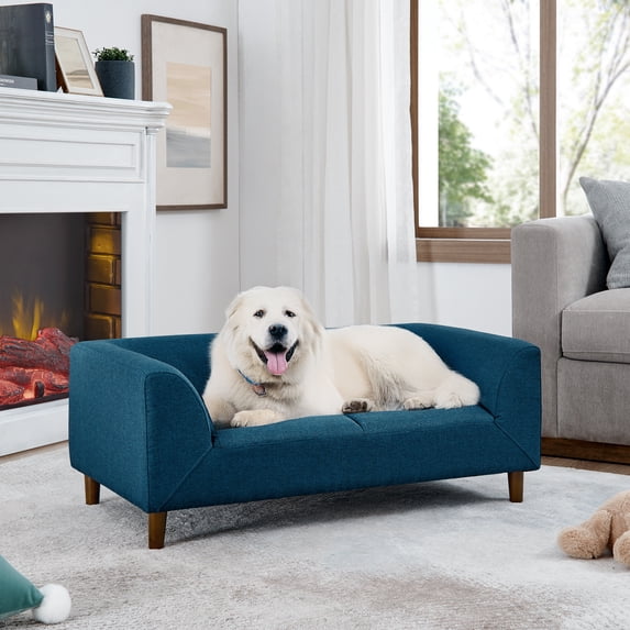 LHYY Pet sofa with backrest and armrests,modern rectangular pet sofa suitable for small and medium dogs,soft cushion comfortable dog sofa,BLUE