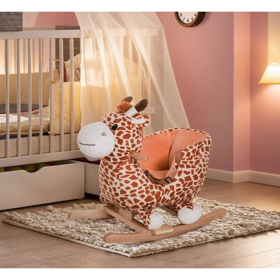 LHYY Plush Rocking Horse Giraffe Style Themed Ride-On Chair Toy