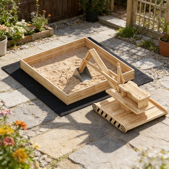 LHYY Sandbox with Digger,Wooden Sandbox with Digger