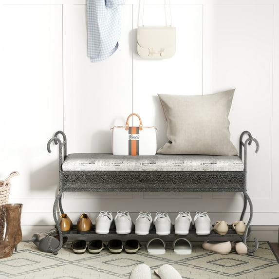 LHYY Shoe Rack Bench for Entryway,Industrial Bench,Rustic Shoe Rack for Small Spaces,Upholstered Entryway Bench,Multipurpose Entryway