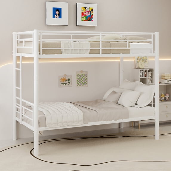 LHYY Twin Over Twin Metal Bunk Bed for ,Metal Structure Bedframe with ...