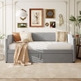 thumbnail image 1 of LHYY Twin Size Velvet Upholstered Daybed with Pop Up Trundle,Gray, 1 of 12