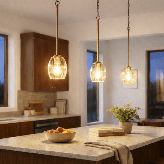 LHYY Vista Single Pendant Chain Hanging Light with Clear Glass-Satin Brass