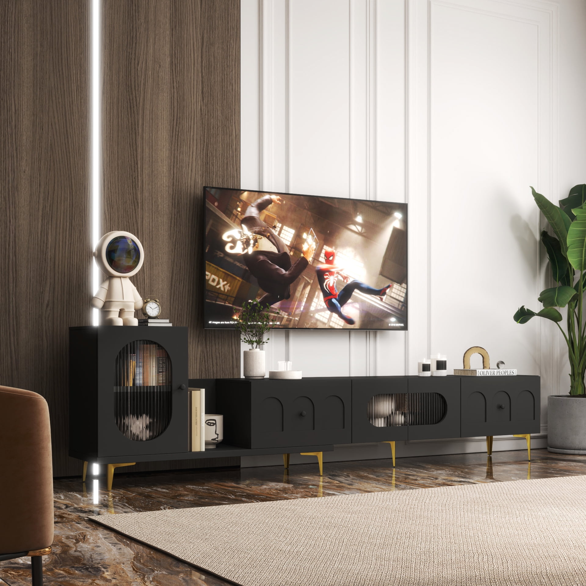 LHYY Wood Extendable TV Stand Rectangle Entertainment Center,Media TV ...